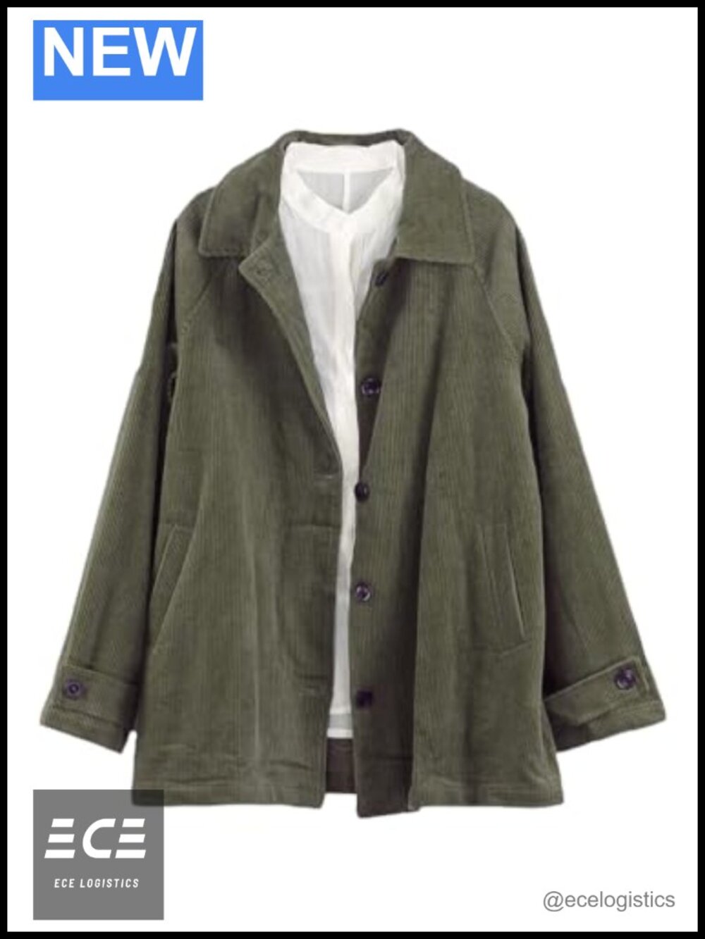 Corduroy Shacket Long Sleeve Button Down Jacket with Pockets